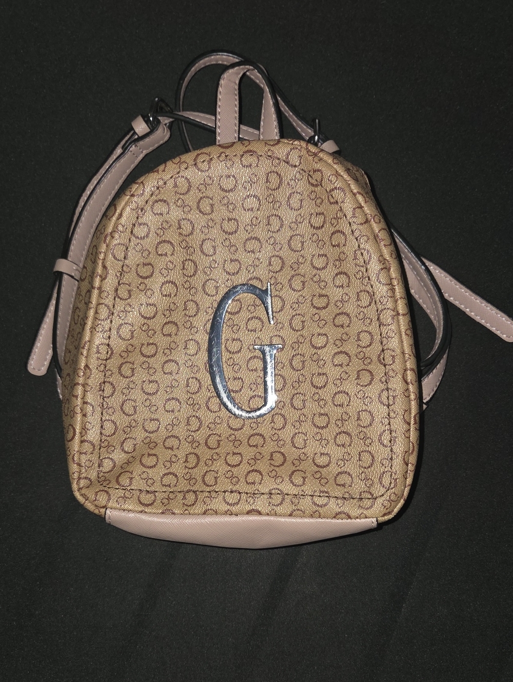 Guess by Marciano Beige/Tan Mini Logo Backpack